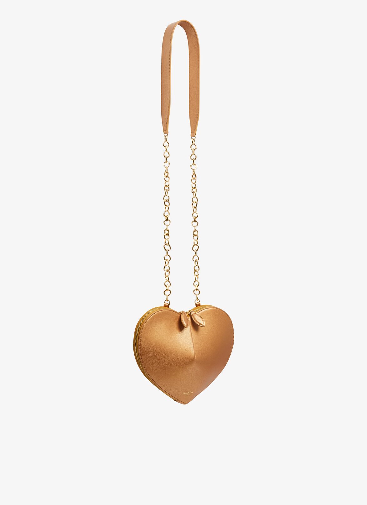 Le Cœur with chain bag in goatskin ALAÏA BROWN LE CŒUR WITH CHAIN BAG IN GOATSKIN